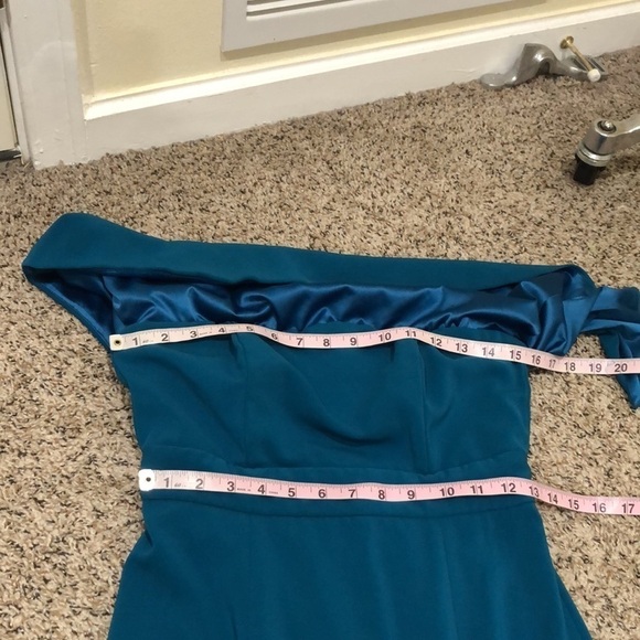 Jay Godfrey Clarke Gown Formal Maxi Dress Size 4 Teal Blue Strapless Ruffle - Picture 8 of 10